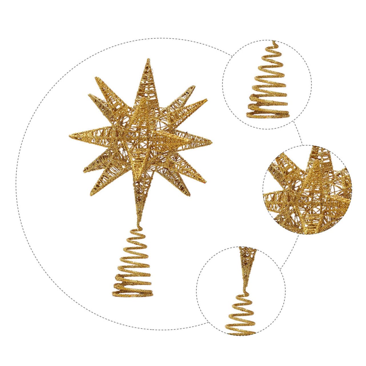 MAGICLULU Décoration de Sapin de Noël Étoile Ornement à Suspendre pour Fêtes Intérieur