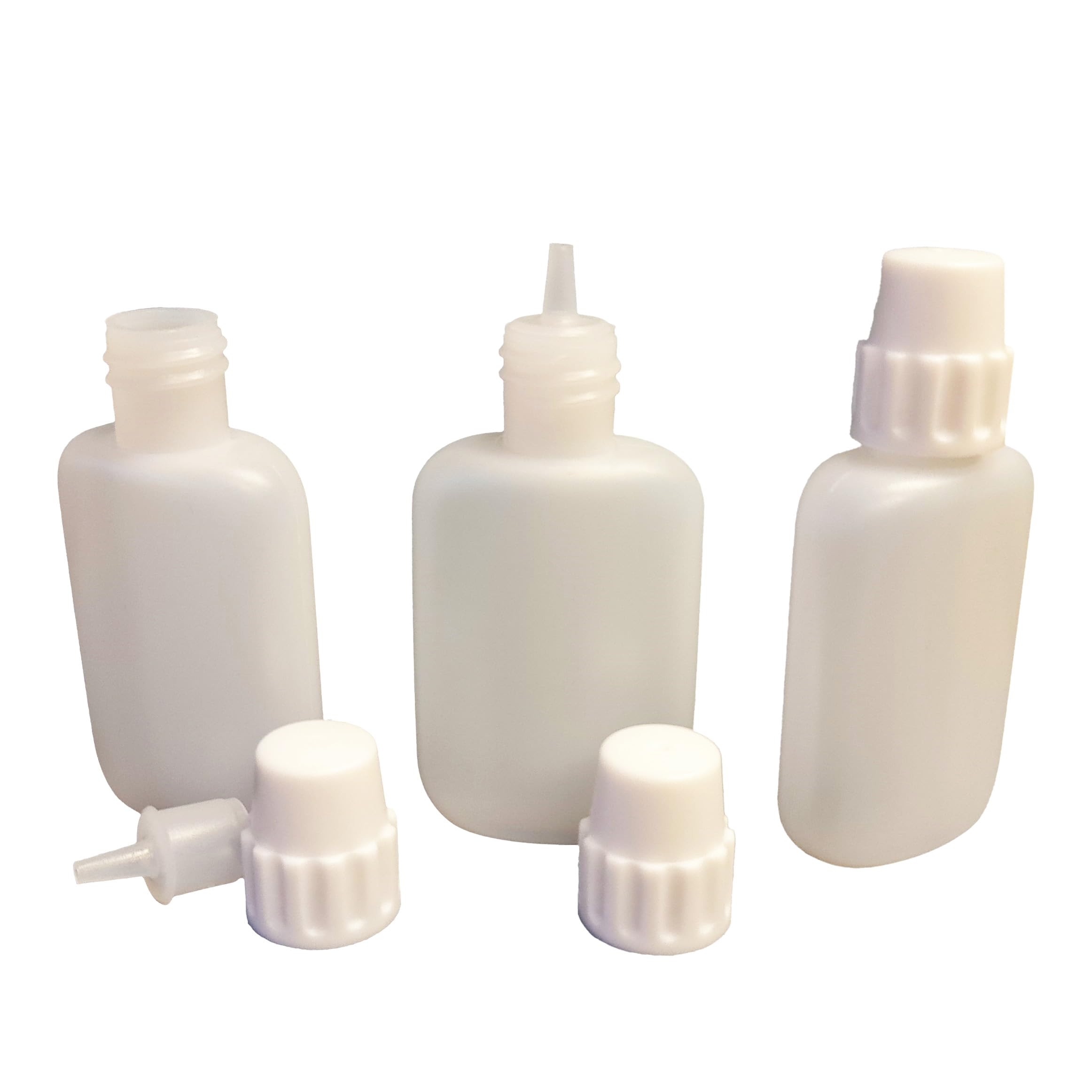 SHC Web 5 x 30ml Oval Dropper Bottles with Pointed Tip for Liquid Glue/Paint/Ink/Oil/Varnish - Slim and Refillable - Squeezy Thick Plastic