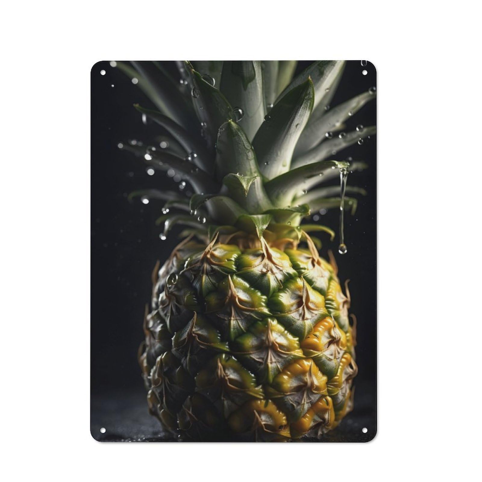 Junmoney Tasty Pineapple Office Metal Sign 40X30cm, Understated Office Wall Decor For Workspace, Cafe, Shop Or Desk Area
