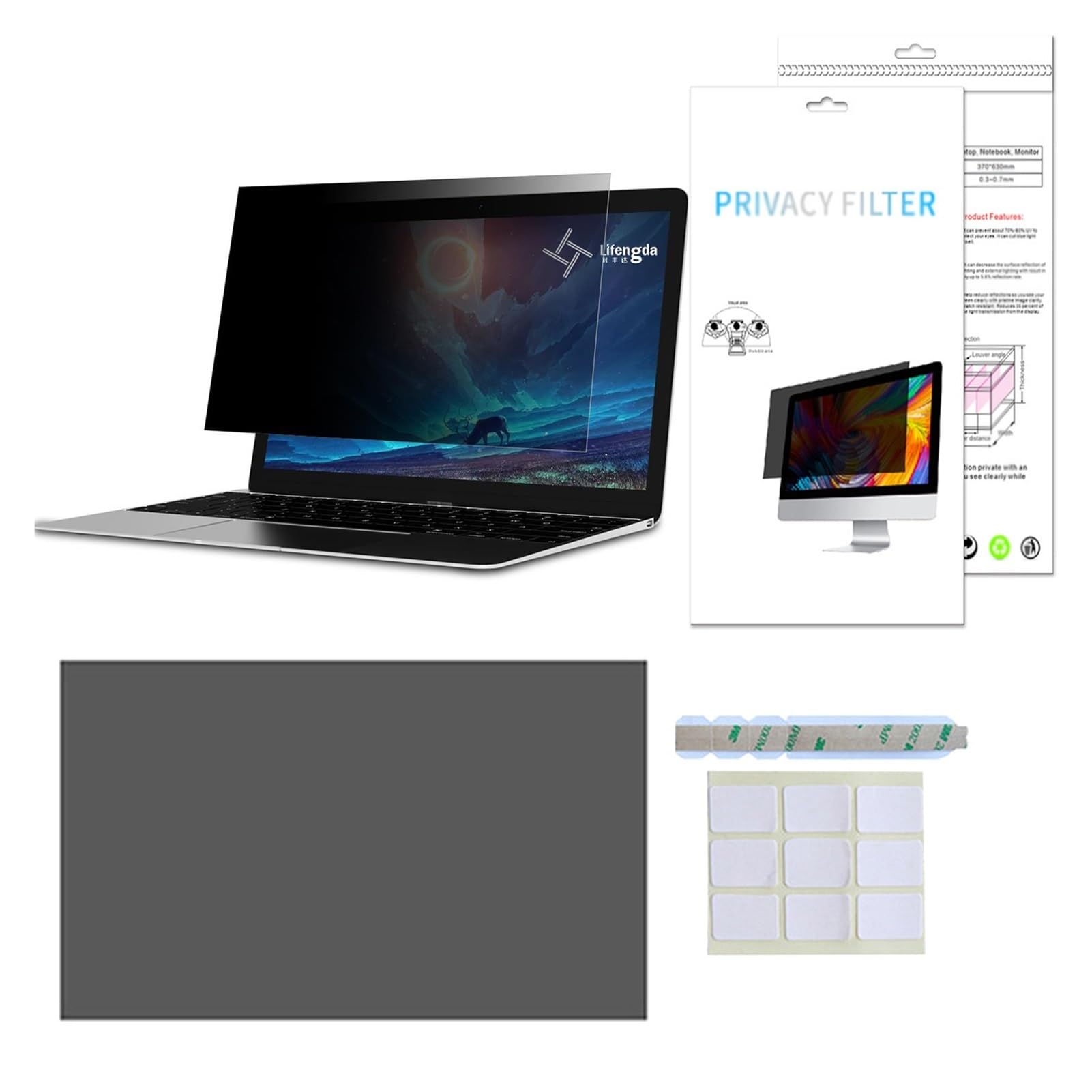 Ekran prywatności do monitora, 11,6-27 cali wymienny filtr do laptopa, odporny na blaknięcie WGHGCF (24 cale / 53,1 x 29,8 cm)