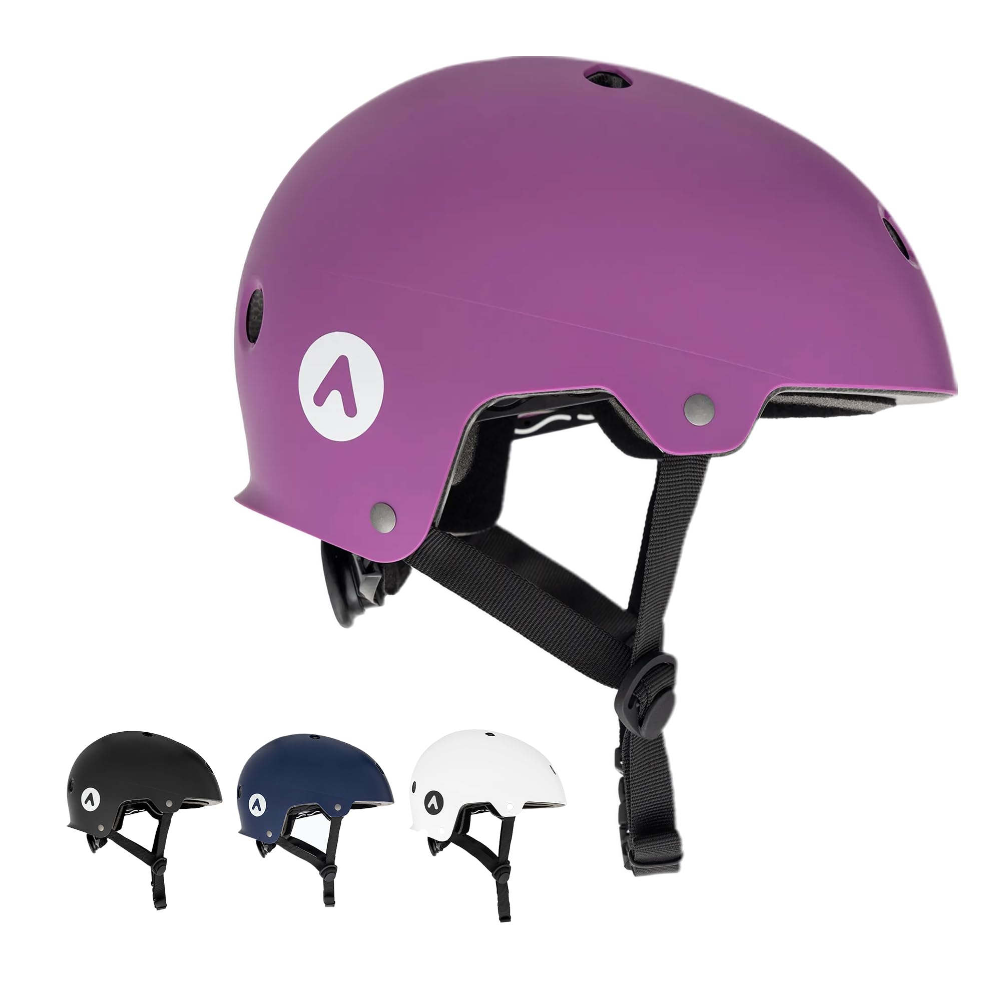 ATTABO Genes Helmet for Inline Skates and Skateboards Size M|L Adult Helmet with ABS Hard Coating Technology with 11 Ventilation Holes Durable and Safe Material Black|White|Blue|Pink