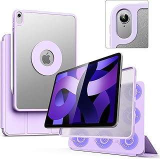 Capa para ipad 10.9'' 2022 (10ª geração) capa giratório com porta-lápis, capa removível para ipad com suporte magnético dobrável, suspensão/ativação automática (Roxo)
