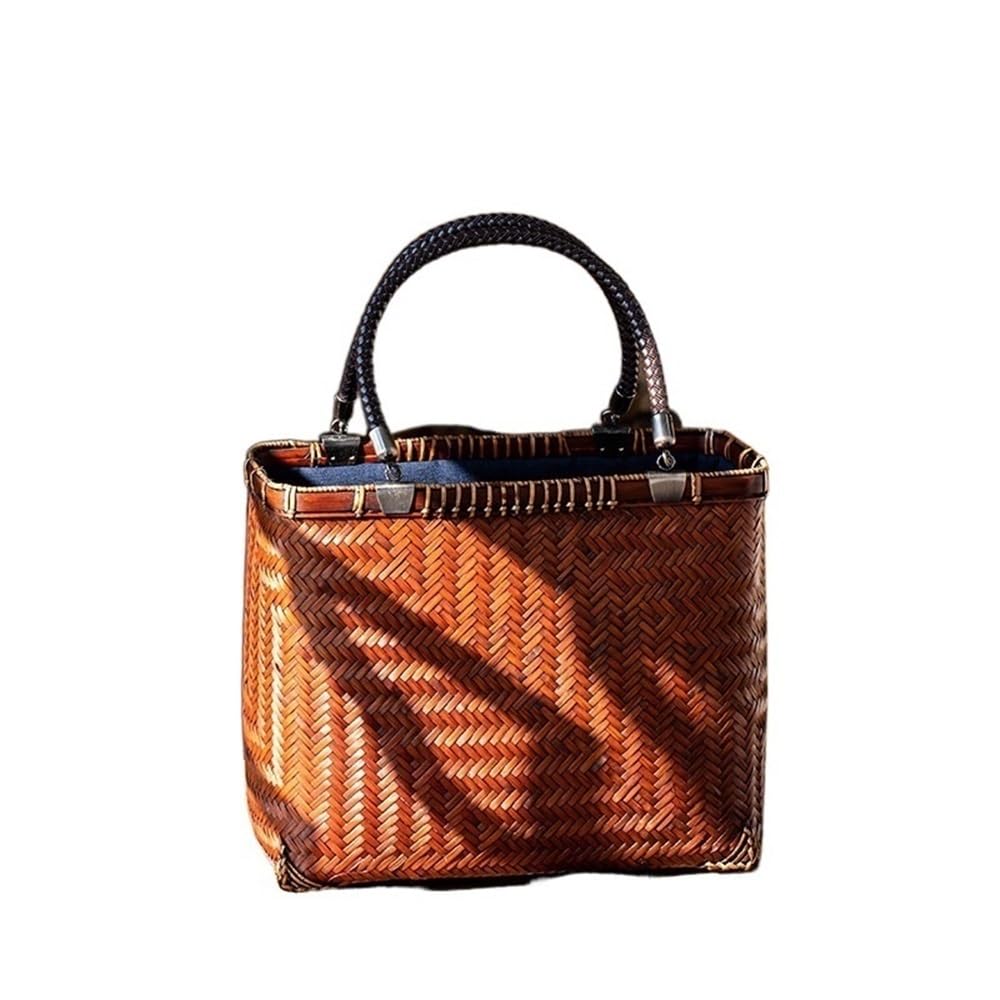 Kosze HHF, 1-pak, uchwyt, antyczna torba z bambusa, przenośny kosz do przechowywania w stylu chińskim, przechowywanie odzieży, 28 x 14 x 37 cm, 28 x 14 x 37 cm,B 28x14x37cm