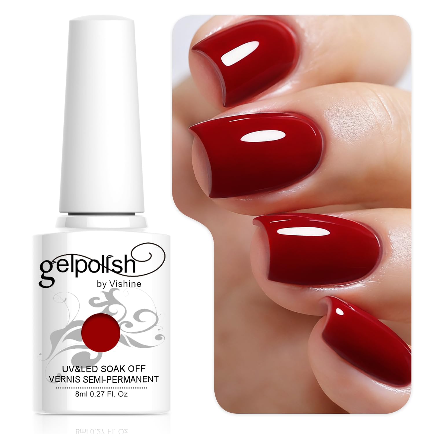 Vishine Esmalte de uñas semi-permanent Soak Off UV LED Gel Polish Nail Gel Manicura, Negro (687) — view 9