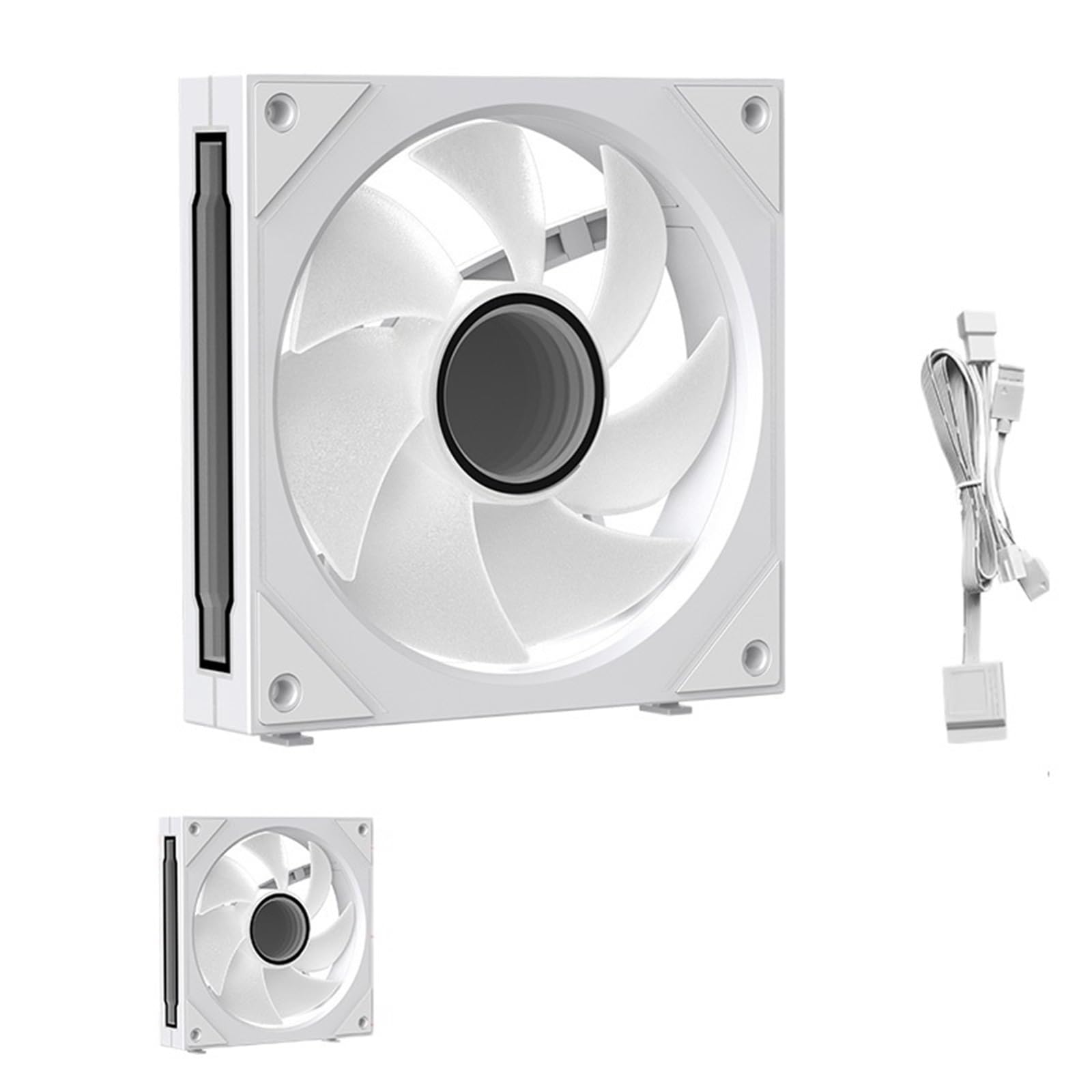 Wentylator PC 12V/4-pinowy PWM 800-1800 obr./min, cichy, 5V/3-pinowy ARGB (zestaw 3 szt.), 120 mm, kompatybilny z chłodzeniem cieczą (Forward White 1Fan)
