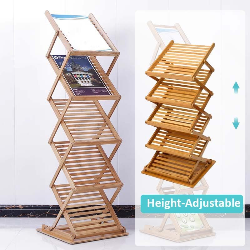 Présentoir à magazines pliable en bambou de haute qualité pour exposition - 4