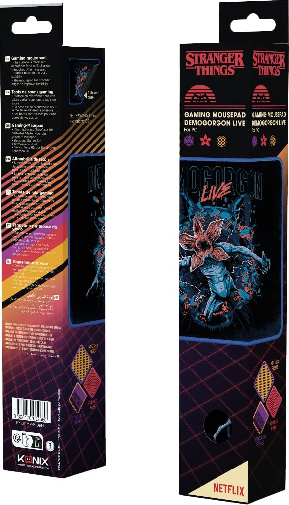 Konix Stranger Things Alfombrilla de ratón Gaming 32 x 27 cm – Superficie de Microfibra antiderrapante – Caucho – Diseño Demogorgon Live 7