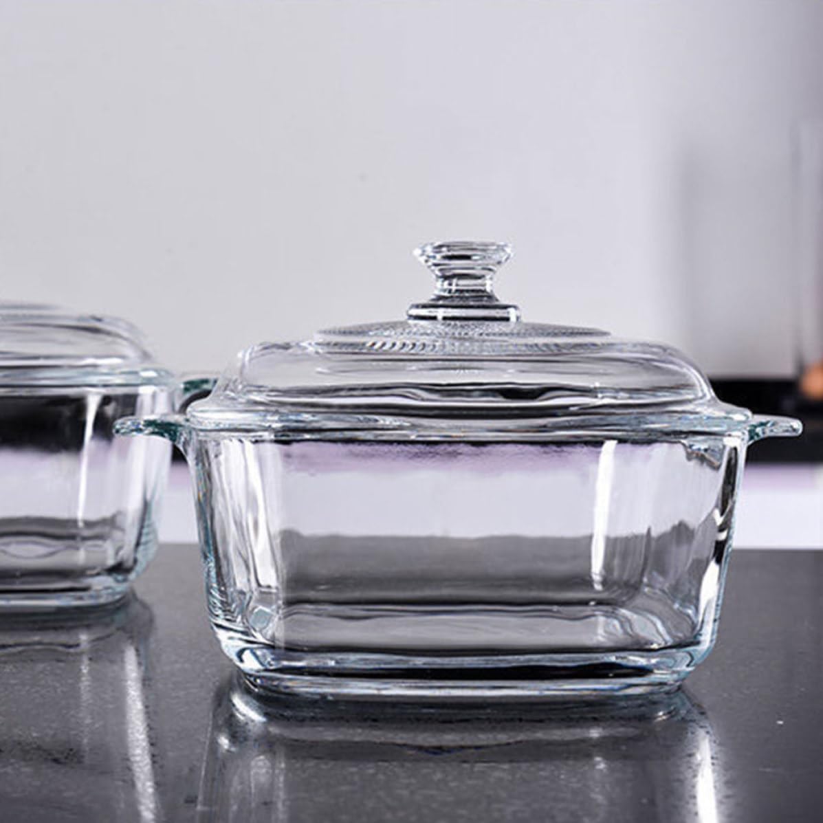 BESTOYARD Geschirr 1l aus Gehärtetem Glas mit Deckel Mikrowellengeeignet Rissfest Geeignet für Snack Riegel und Buffet