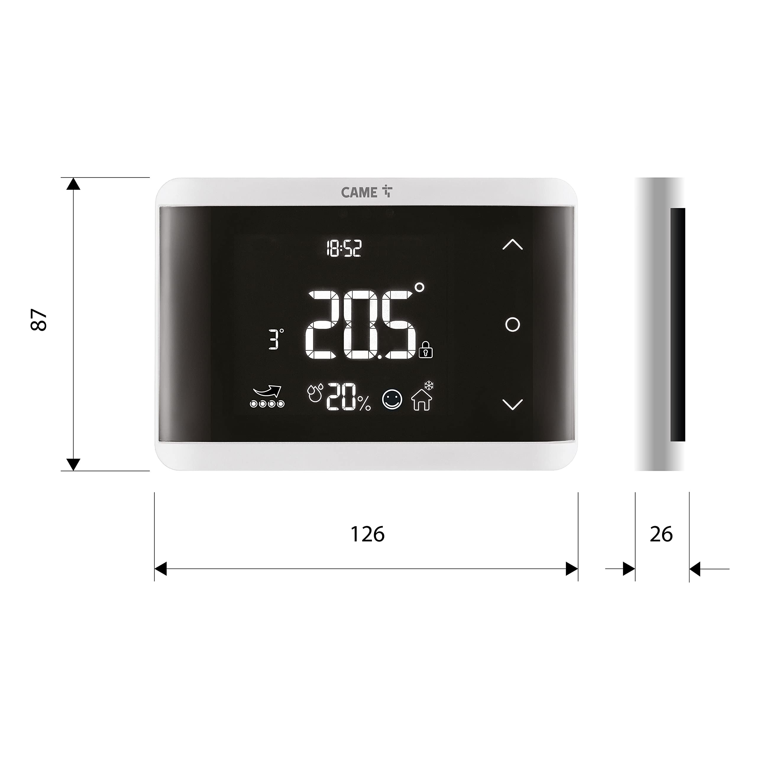 CAME TH/650, Cronotermostato Digitale da Parete con Tasti Soft-Touch, Programmazione Settimanale, Funzione Apprendimento Abitudini, Sensore Umidità, Display Retroilluminato, Bianco
