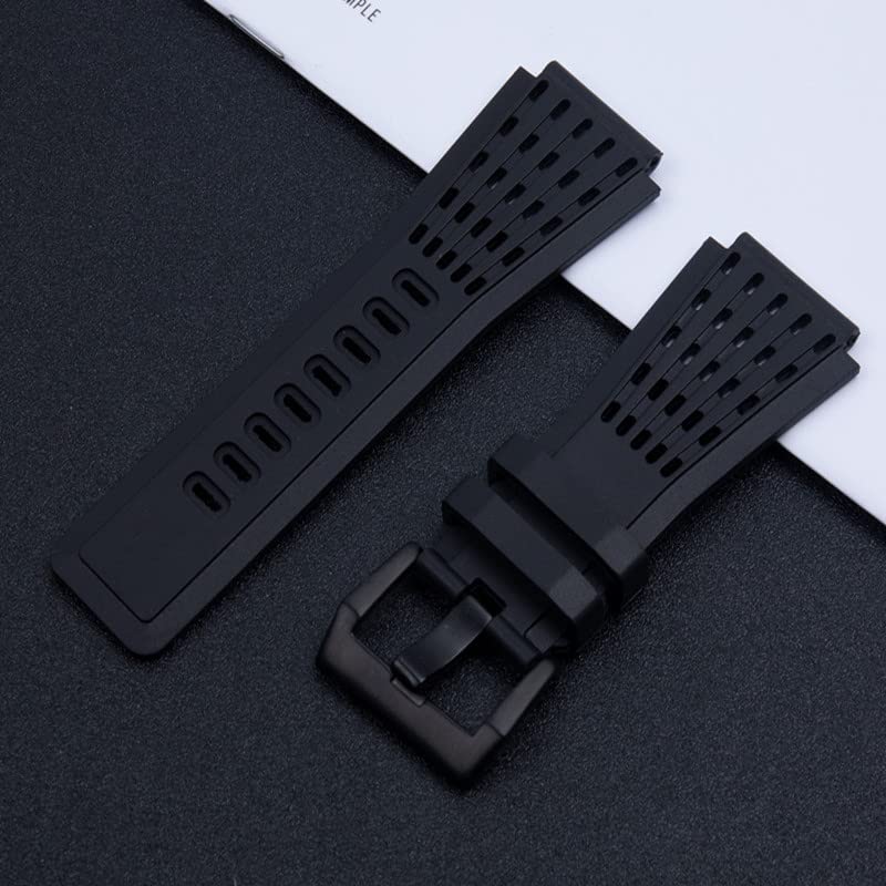 Bracelet de montre en caoutchouc noir de qualité sangle 34 mm x 24 mm robuste - 2