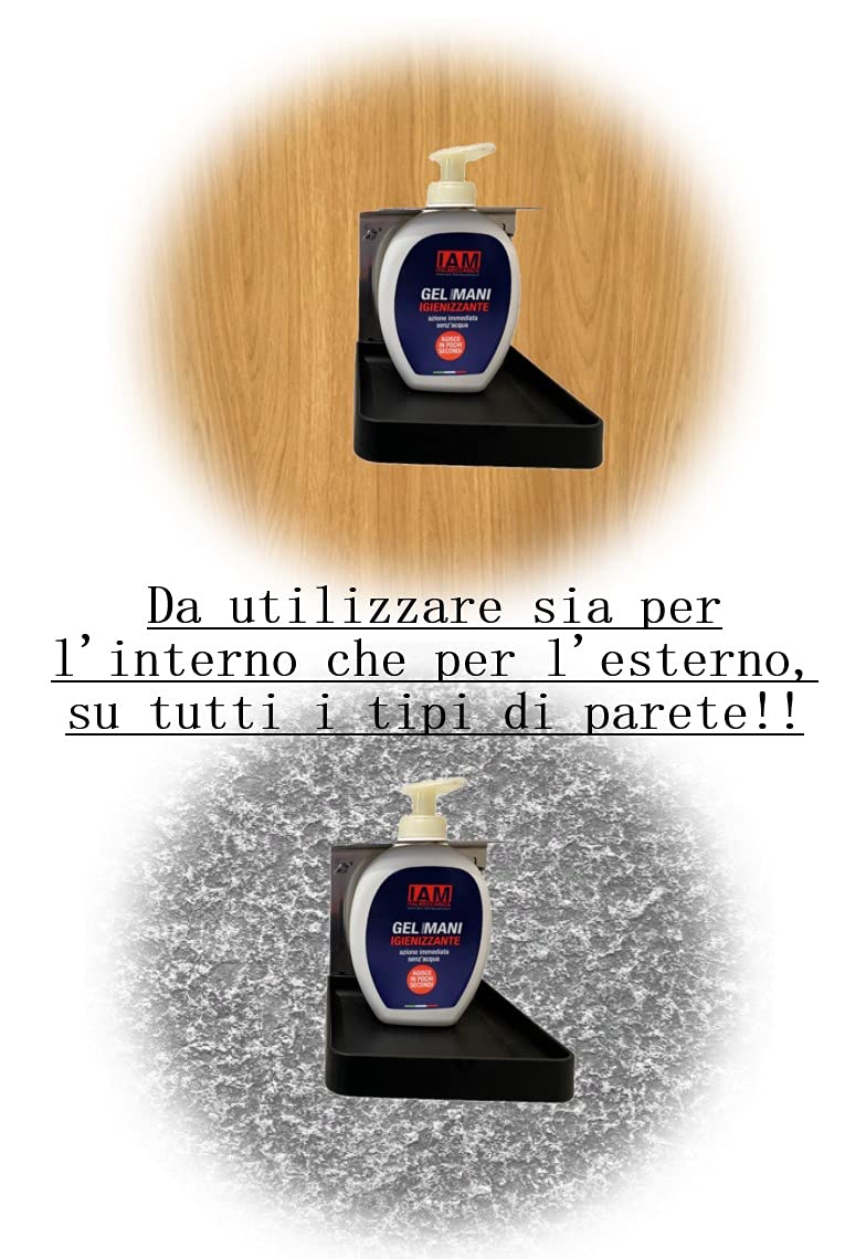 IAM- Due Dispenser gel mani da muro porta gel igienizzante da 500 a 1000 ml a parete per ufficio, scuola, bagno, tutte le attività pubbliche e private (2 Dispenser a Parete)