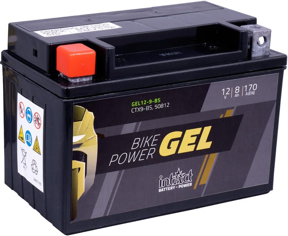 intAct - BATTERIE DE MOTO GEL Bike-Power GEL12-9-BS. Remplace YTX9, YTX9-BS. Batterie moto 12V 8Ah 170A. Dimensions : 150x87x105mm. Avec jusqu’à 30% de puissance de démarrage en plus.