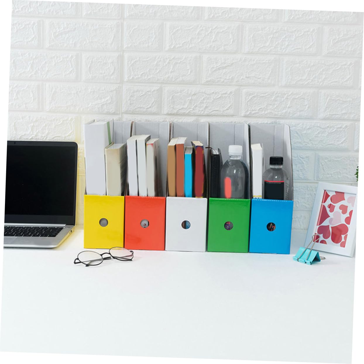 DOITOOL 6 Stück Desktop Dateiablage Teiliges Bunten Stabiler Papp Organizer für Dokumente und Zeitschriften für Büro Schule und Zuhause
