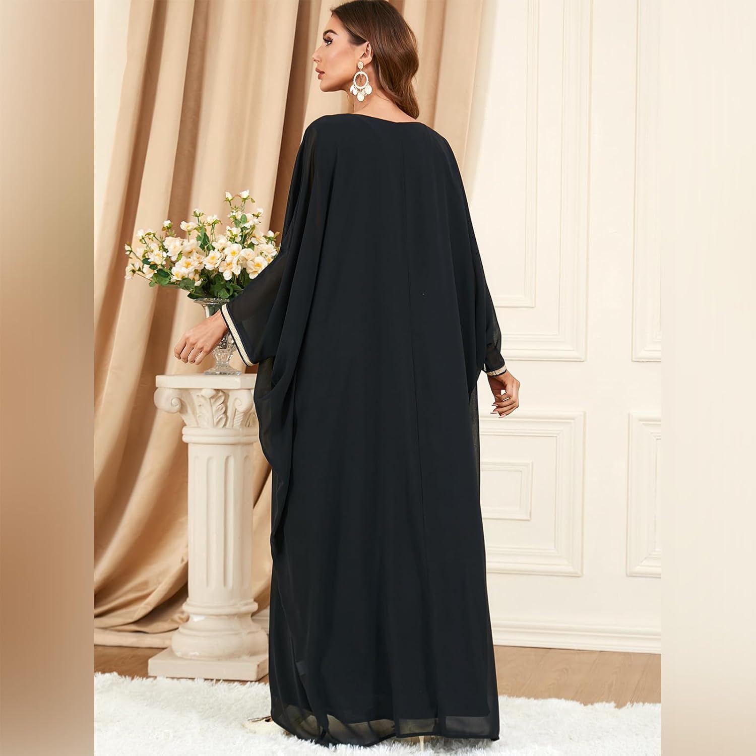 ODIZLI Muslim Abaya for Women Long Dresses Dubai Pendant Bat Sleeves Turkey African Caftan Vest - Image 4