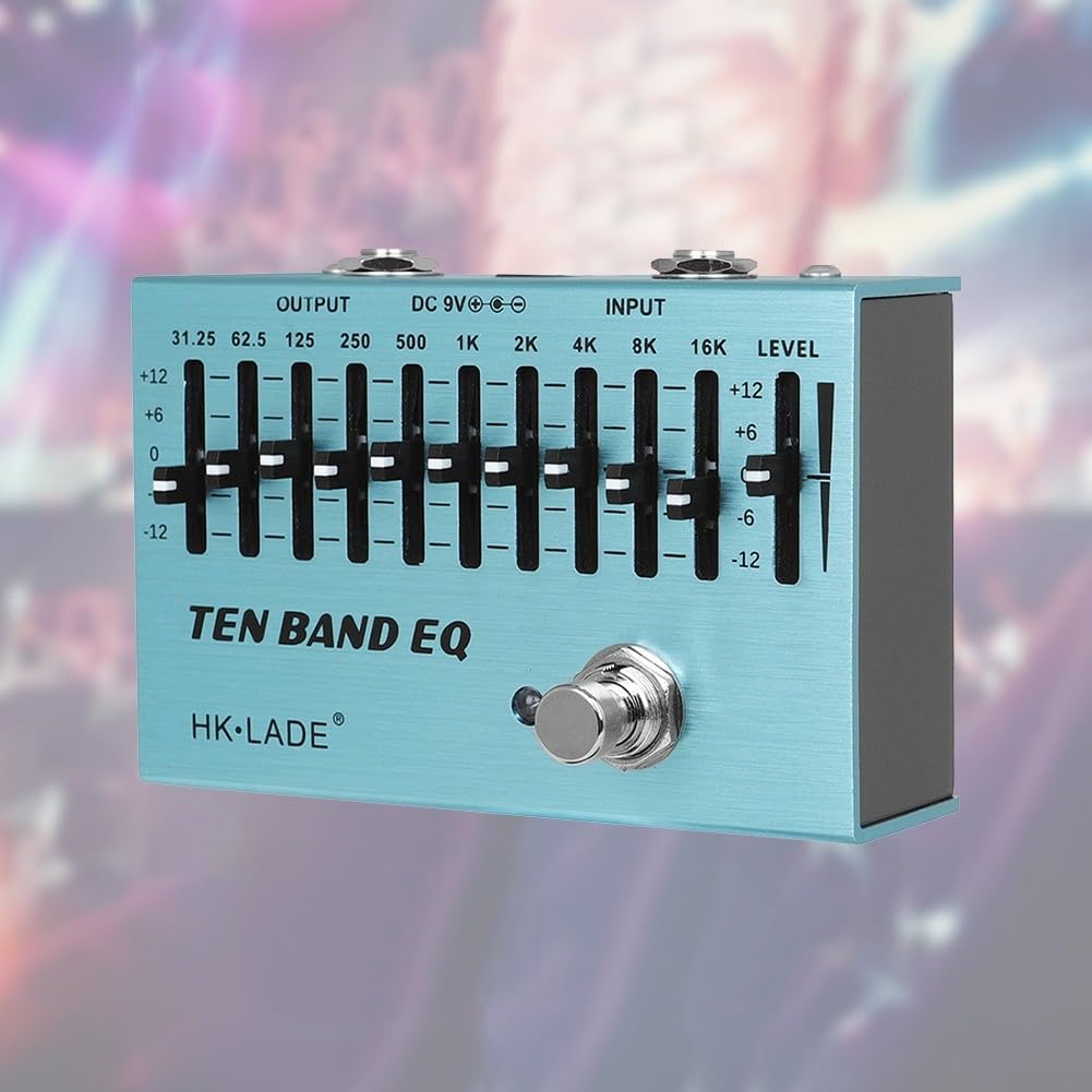 Pédale d'égaliseur à 10 bandes pour guitare True Bypass pour basse 4 cordes/5 cordes et guitares 6 cordes/7 cordes
