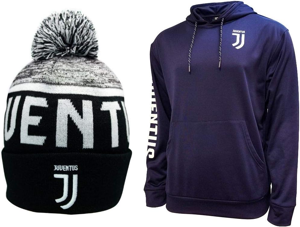 Icon Sports Compatible with Juventus Soccer Hoodie and Beanie Combo 03-2