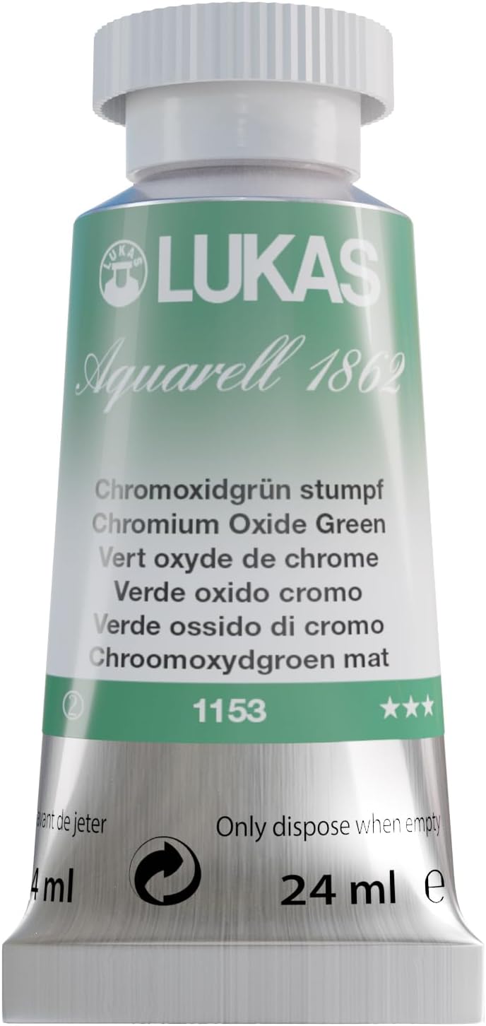 Lukas 1862 Aquarell Artists' Watercolor Tubes, Oxide Of Chromium 24 ml - Vibrant Professional Grade Watercolor Paint - Easy-to-Wet, Intense Color, Long-lasting - Ideal for Professional Watercolorists