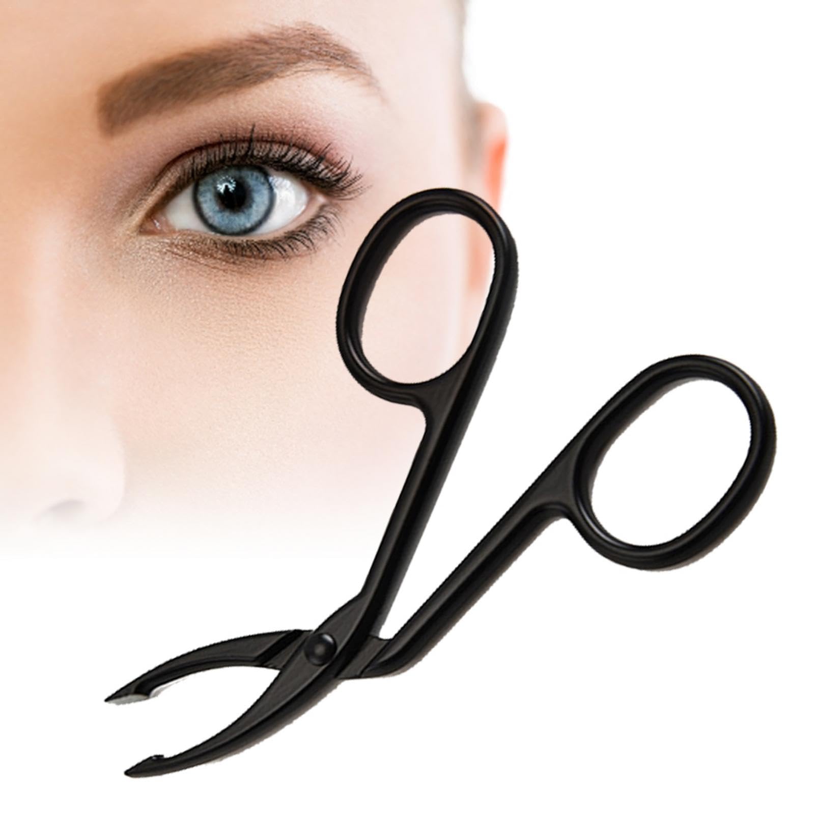 Pinzas para cejas en forma de tijera con mango resistente - Herramientas portátiles para cuidado de cejas