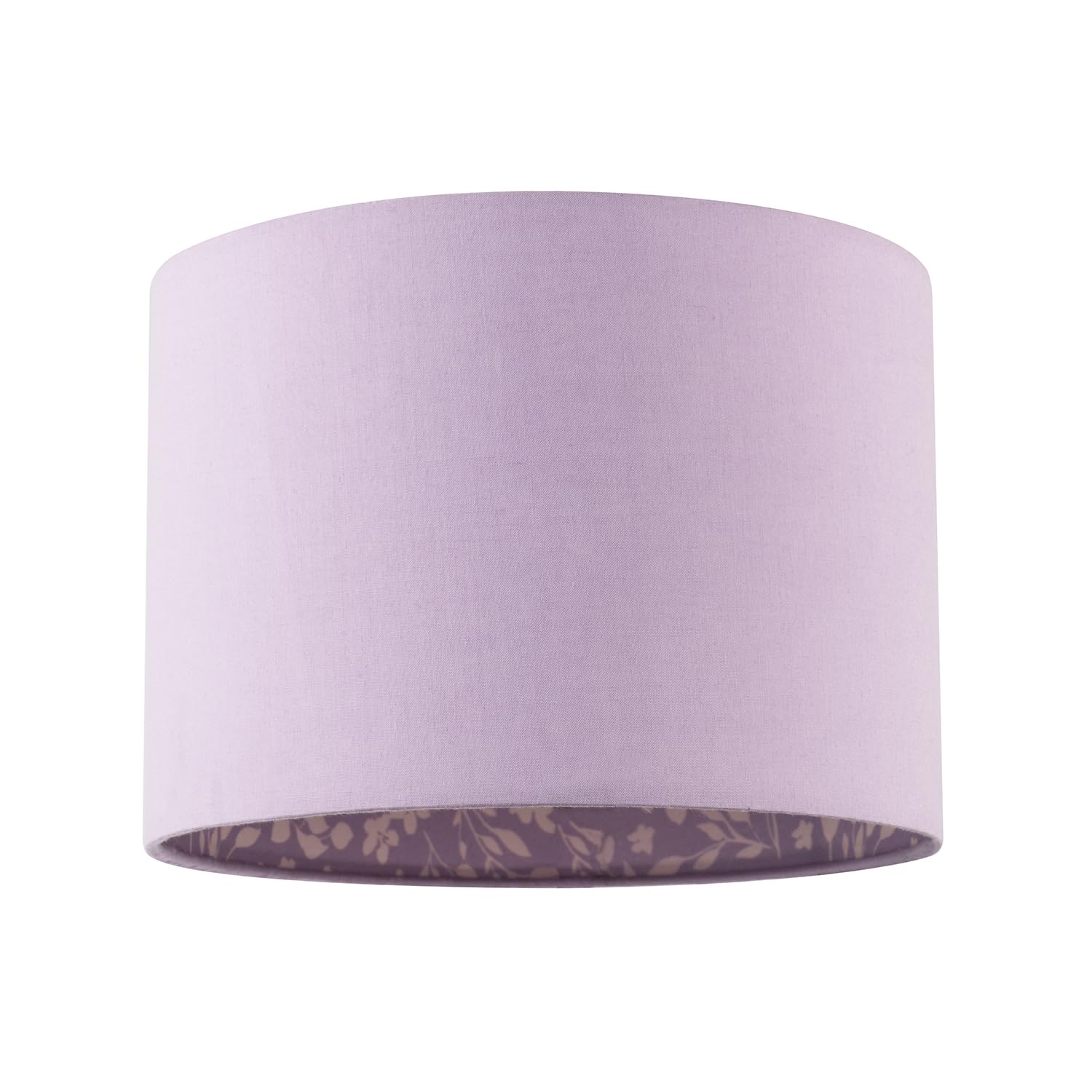 Lilac Cotton Drum Lamp Shade with Inner White Floral Pattern Lining by Happy ...