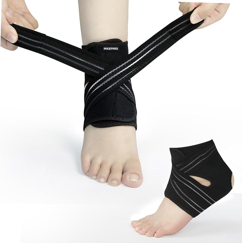 Ankle Brace, Compression Wrap for Sprains, Plantar Fasciitis & Achilles | M & L Sizes, Adjustable Velcro, Neoprene, Open Heel, 1 Pack