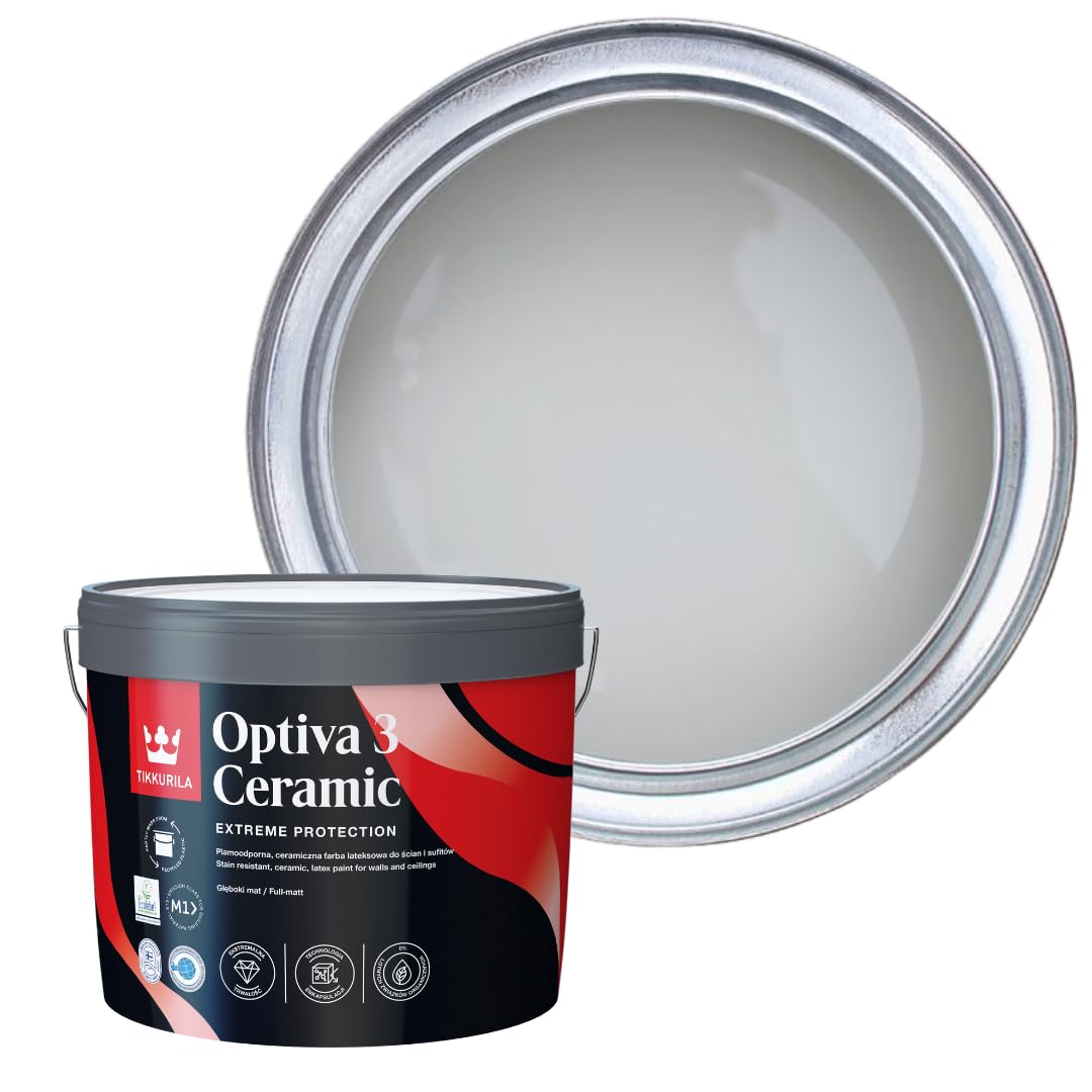 TIKKURILA Optiva 3 - Durable Super Flat Matt Paint For Walls & Ceilings - Zero VOC, Scrubbable, Easy To Clean (Shadow J496, 10 Liters)