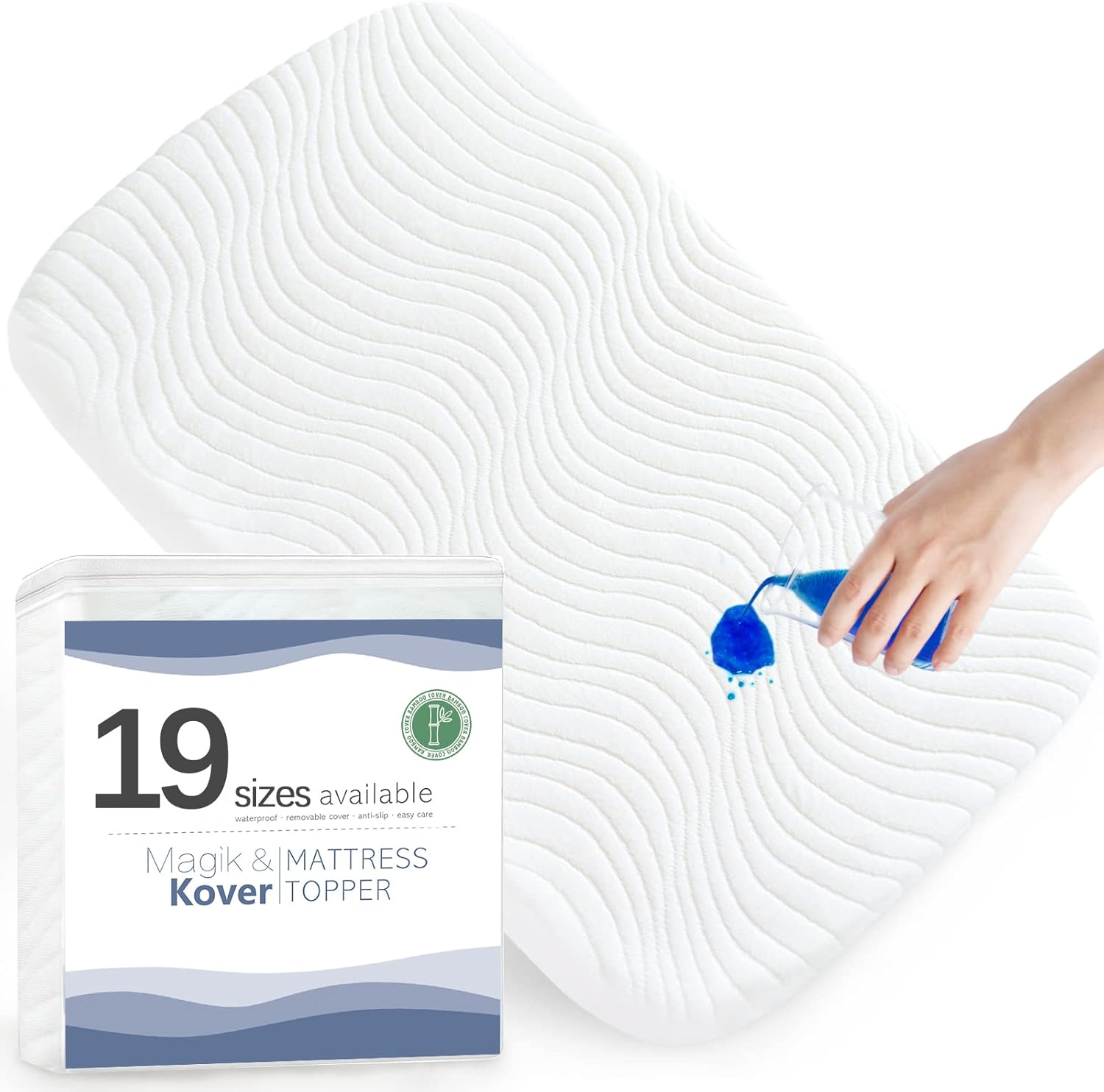 Multiple Sizes(19 Sizes), Baby Bassinet Mattress Topper (15" x 30"), Waterproof Oval Replacement Pad with Removable & Washable Mattress Cover