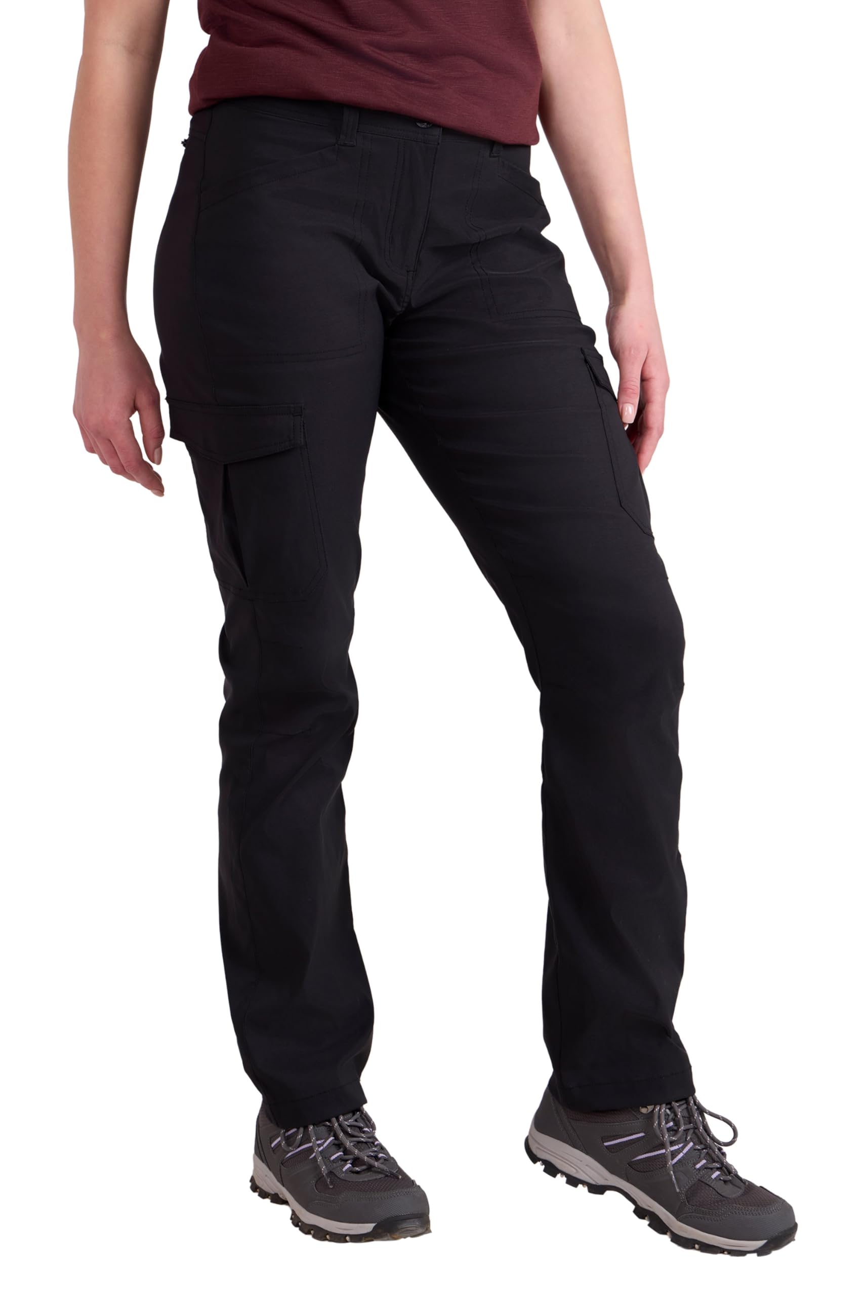 Mountain Warehouse Women's Black 'Conniston' Stretchy Cargo Trousers Casual Quick Dry Outdoor Pants In | Size: 16