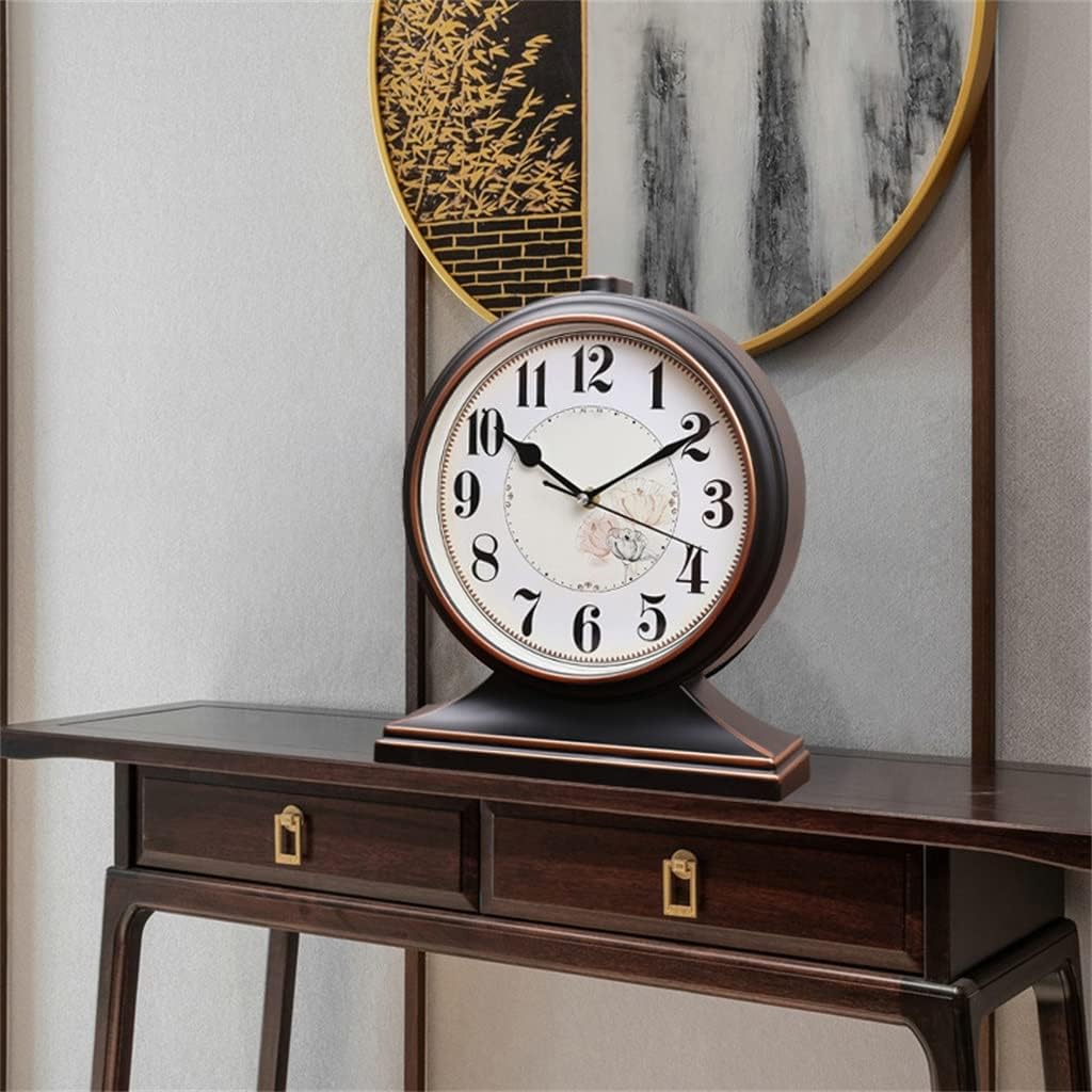 FMURY Pendulum Clock Retro Living Room Desk Clock Desktop Large Clock Sitting Clock European Table Clock Pendulum