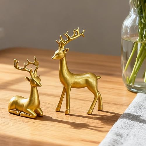 Miniatura 3 de Figuras de reno de Navidad de resina, estatuas de ciervos, figura decorativa, decoración de escultura de renos de metal, decoración de Navidad de