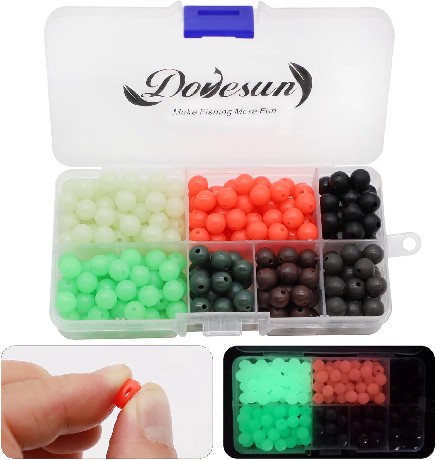 Soft Rubber Fishing Beads Fishing Bait Eggs Accessories 7 Colors with Tackle-Box 0.23in(600pcs), 0.31in(250pcs), 0.39in(120pcs)