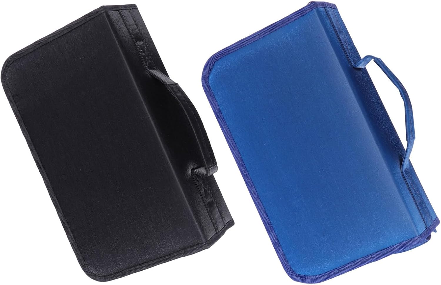 CD Storage Binder and DVD Case 128 Capacity, Dustproof Disc Holder with Zipper, Black and Blue 2pcs, Portable Storage Wallet for Car, Home, Office, and Travel Random Color