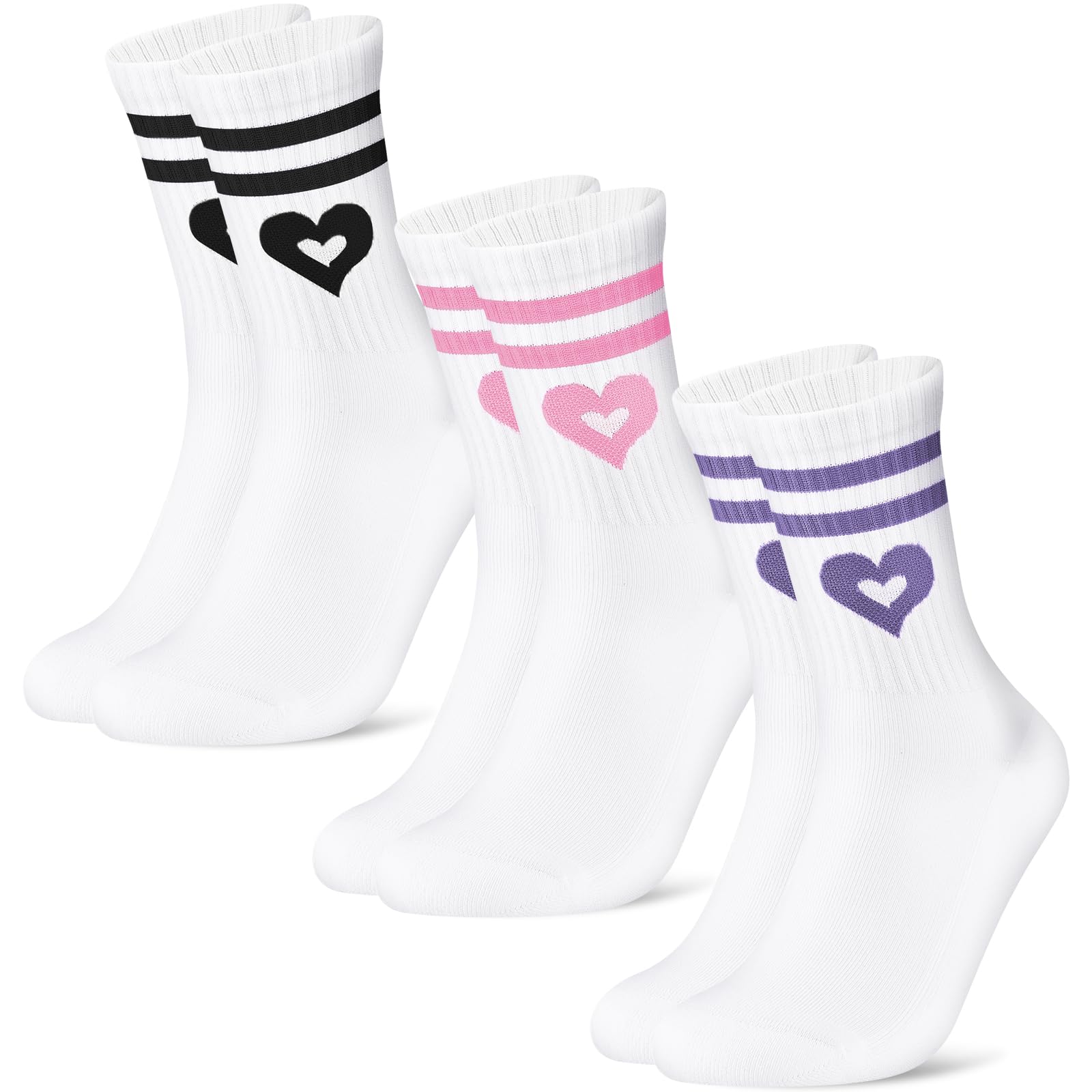 Niofind Muttertagsgeschenk Tennissocken Damen 39-42 35-38, 3 Paar Sportsocken mit Herz Motiv, Bequeme Baumwolle Laufsocken für Damen, Valentinstag Geburtstag Geschenk für Frauen Freundin Ehefrau