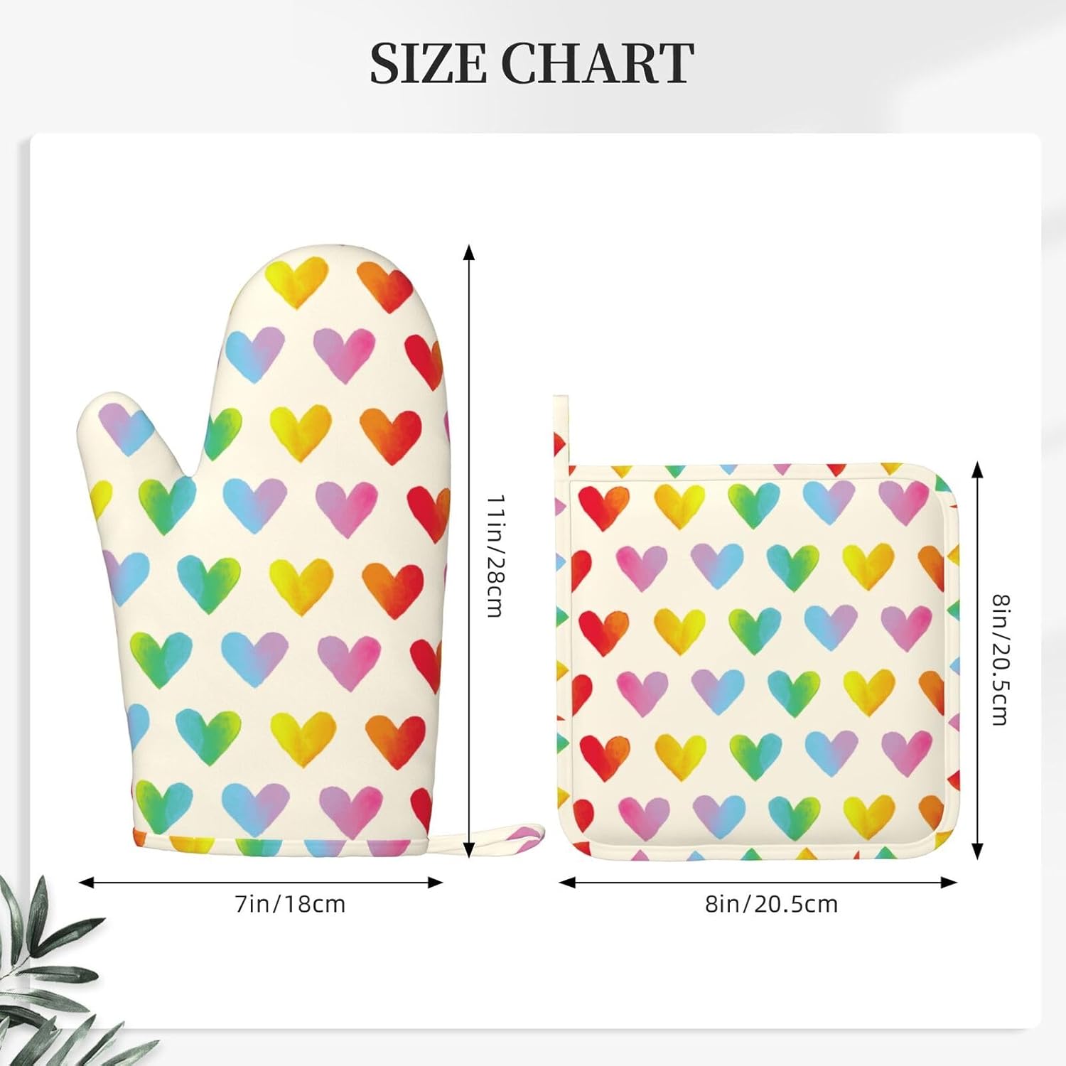 Rainbow Heart Vintage Love Oven Mitts and Pot Holders Set of 4 Silicone Heat Resistant Oven Mitten Potholders Non Slip Gloves Kitchen Decor for BBQ Cooking Grilling Baking