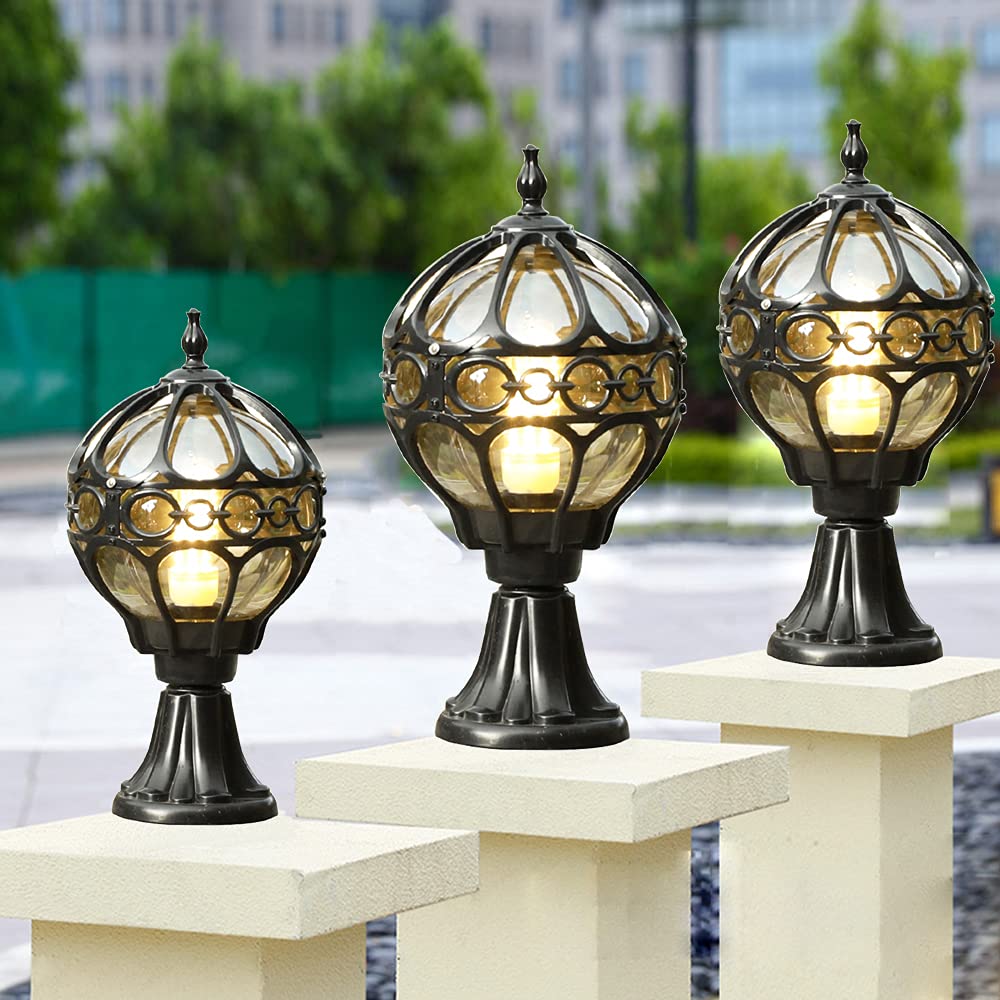 Impermeable Lámpara de Pie Exterior metal,Lámpara de Sobremuro Exteriores Aluminio Luces de Pedestal Moderno，para jardín, casa, Garaje, Patio, Muro, Escalera, Patio (Negro)