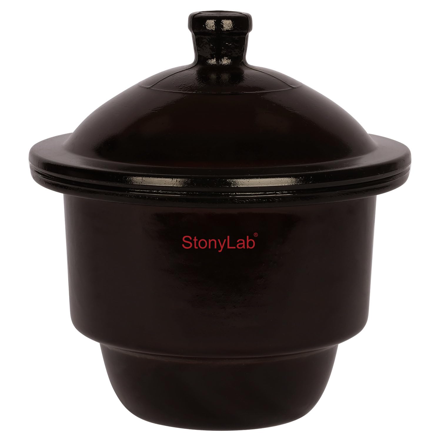 stonylab Amber Glass Desiccator Jar, Lab Desiccator Brown Drying Dryer with Knob Cover and Porcelain Plate ID: 7.09 Inch for Laboratory Research