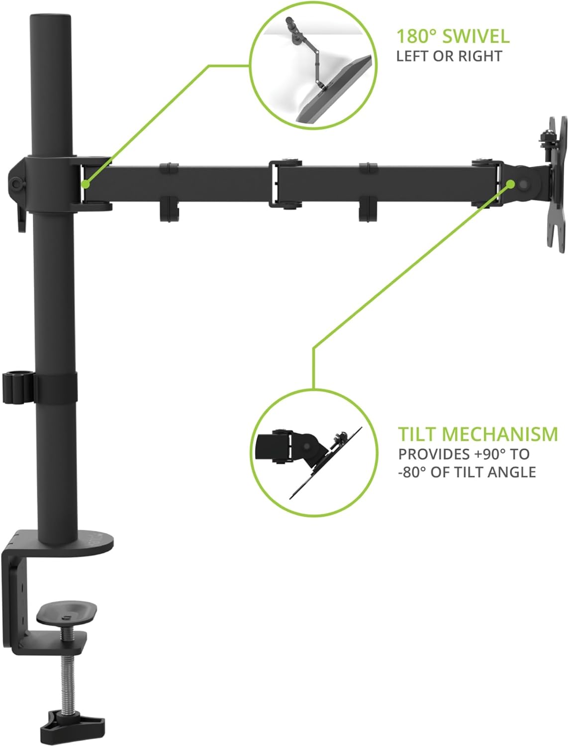 Monitor swivel and tilt mechanism
