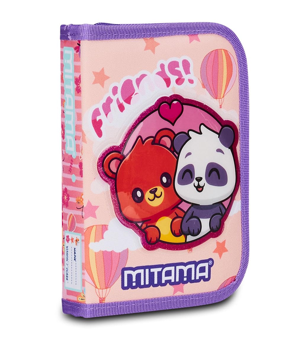 Mitama Kindergarten Spinny Pencil Case, Double Sided with Double Graphics, Containing Crayons, Marker, Scissors etc.., Pink, Girls, School and Leisure, Pink, Taglia Unica, Kindergarten Pencil Case