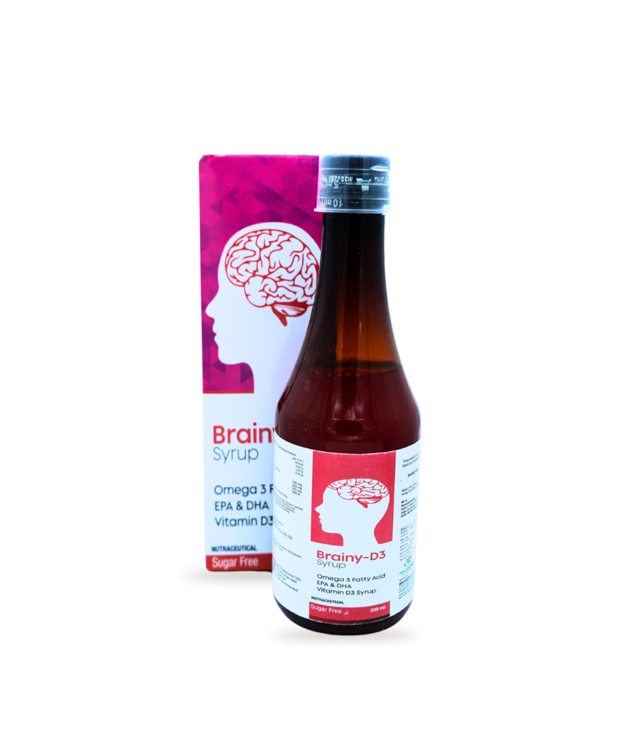 Brainy D3 Syrup | Omega 3, 6, 9 with DHA, EPA & Multivitamins for Kids | Vitamin A, C, D, E | Supports Brain Development, Focus, Memory & Immunity | 300 gm | Chocolate Flavour
