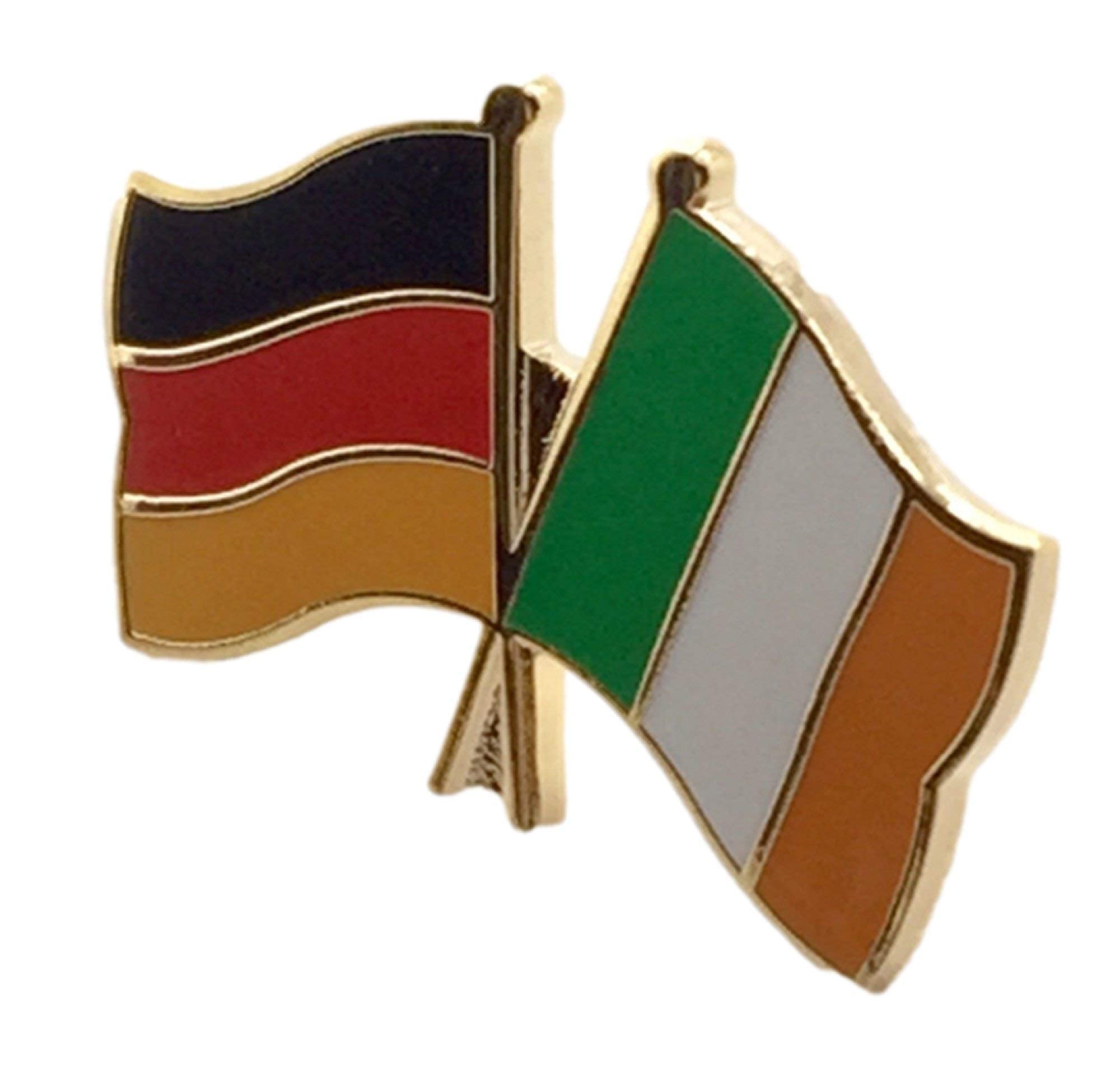 Germany & Ireland Friendship Flags Gold Plated Enamel Lapel Pin Badge