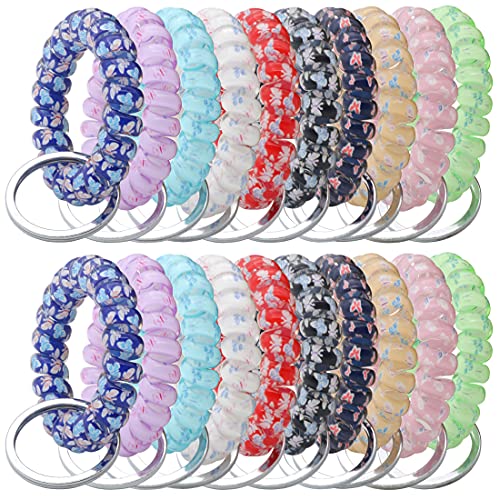 YAKA 20PCS Mix-colour Plastic Stretchable Spring Coil Key Chain-Spiral Coil Wrist Keychain for Office, Workshop, Shopping Mall, Sauna and Outdoor Activities Place (5)