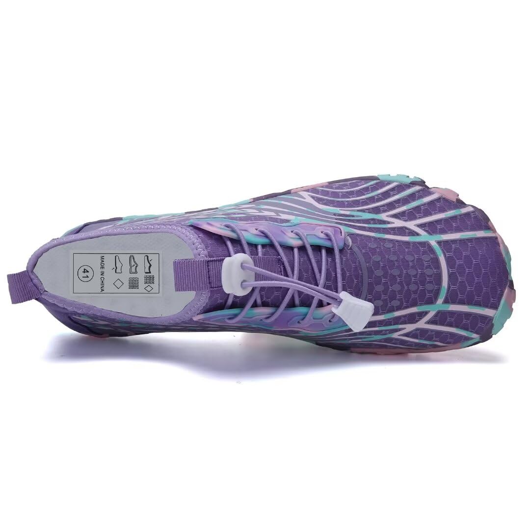WateLves Water Shoes Men Women Barefoot Quick-Dry Aqua Sock Outdoor Athletic Sport Shoes Kayaking Boating Hiking Surfing(Purple,40)