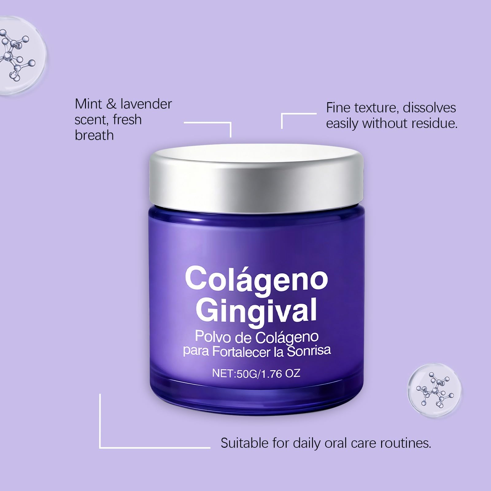 Colágeno Tooth en Polvo, Pasta Dental en Polvo con Colágeno e Hidroxiapatita, 50G, Cuidado de Encías, Protección del Esmalte y Limpieza Suave Diaria, Frescura y Limpieza Natural (2PC) — view 6