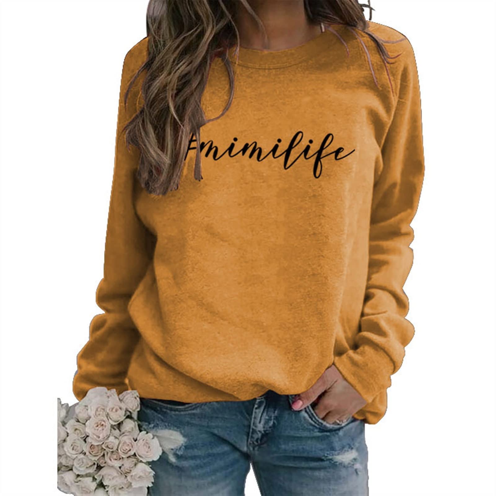 Sleeve Crewneck Sweatshirt Cute 