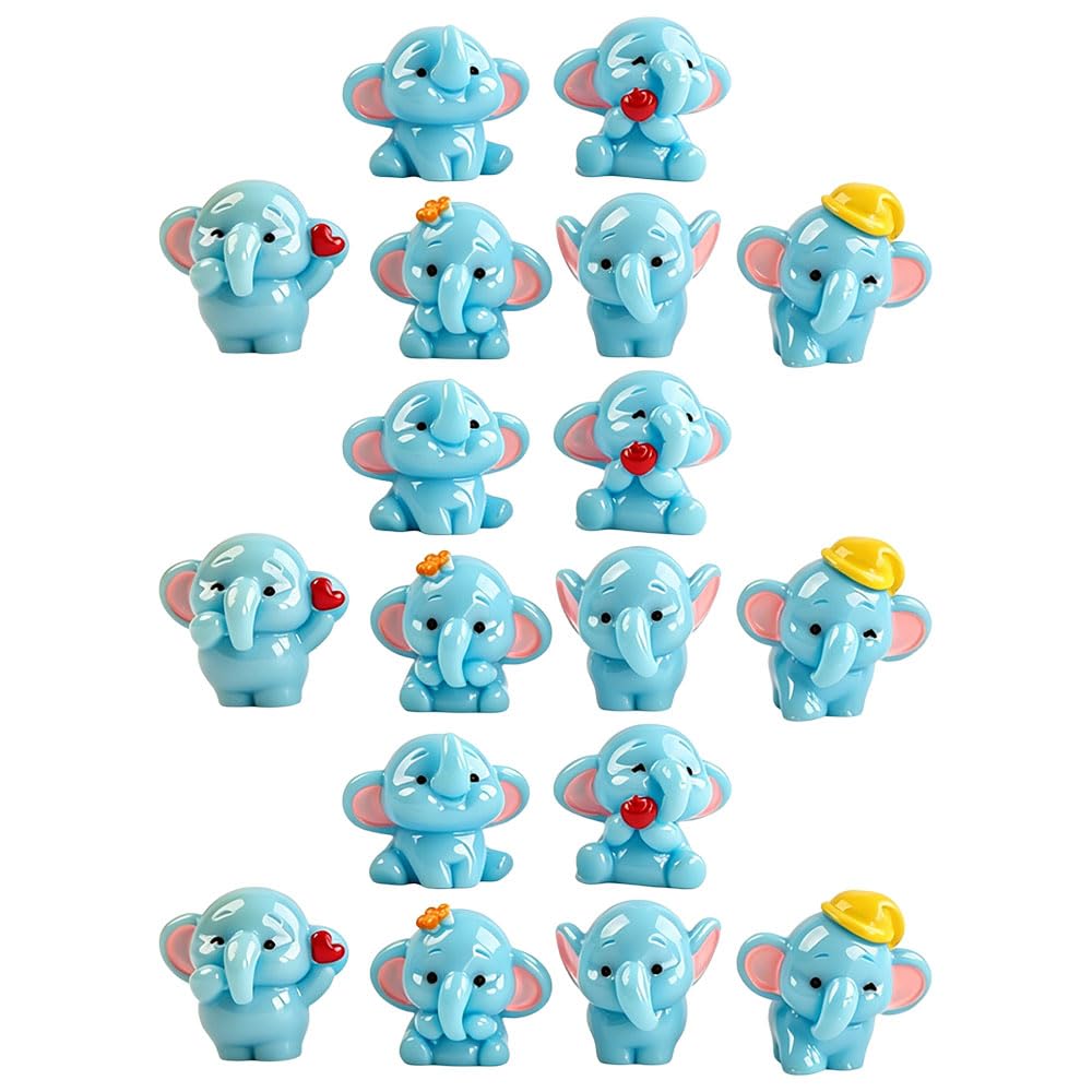 Jehoshaphat 18Pcs Cute Elephant Figurine Set Mini Animal Statue Collectible Desktop Home Decor Ornament