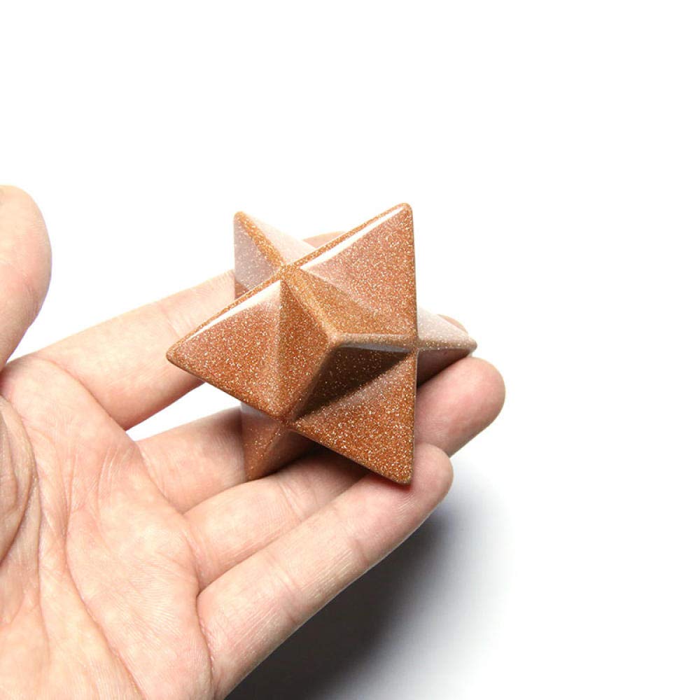 Marrón Oro Arena Piedra Cuarzo Merkaba Tallado hexagrama Estrella de Seis Puntas péndulo Hecho a Mano meditación curación Adorno para el hogar