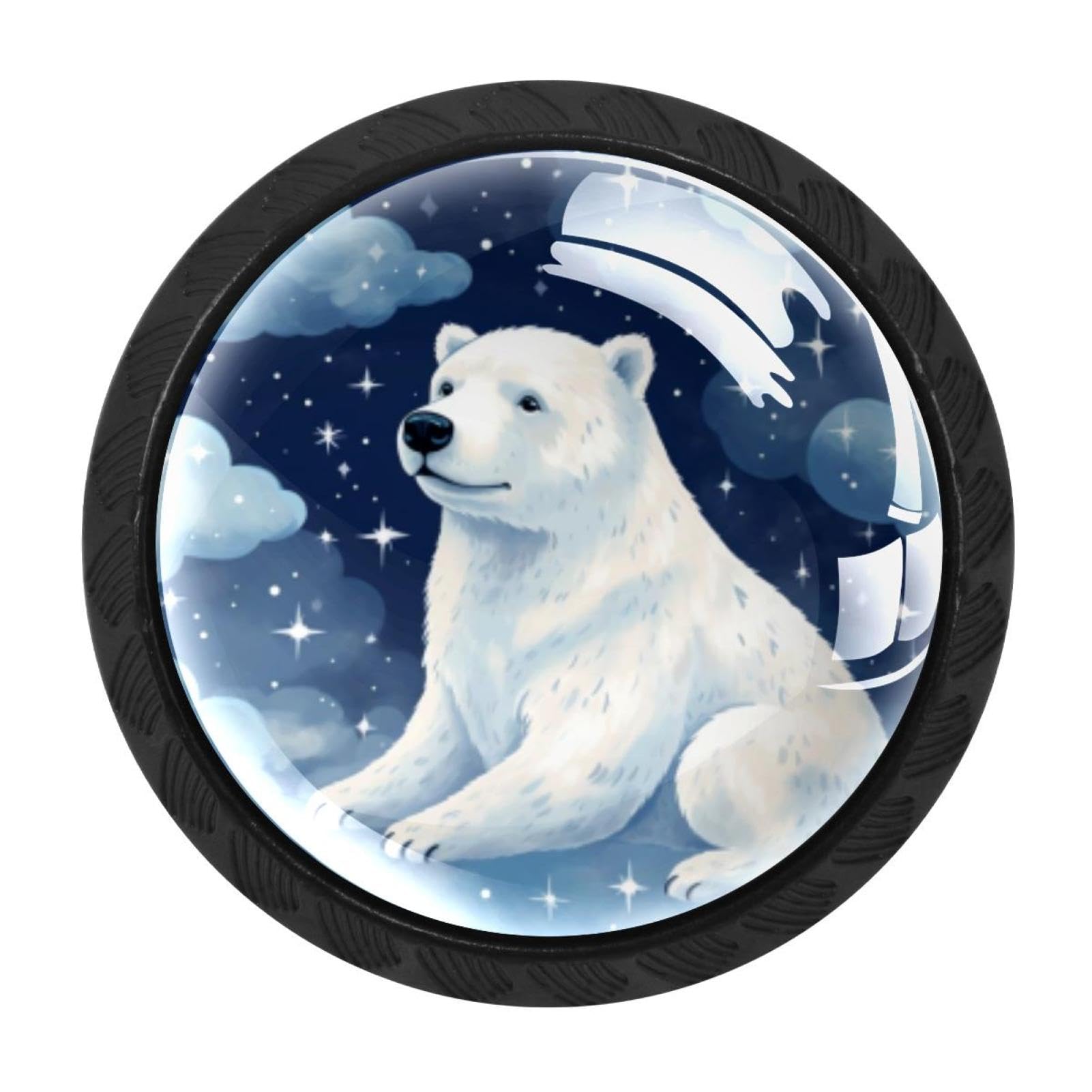Chenzzzz Multicolored 14 Starry Polar Bear Cabinet Knobs 4 Pieces Drawer Kitchen Cabinets Dresser Cupboard Wardrobe Unique Pulls Handles