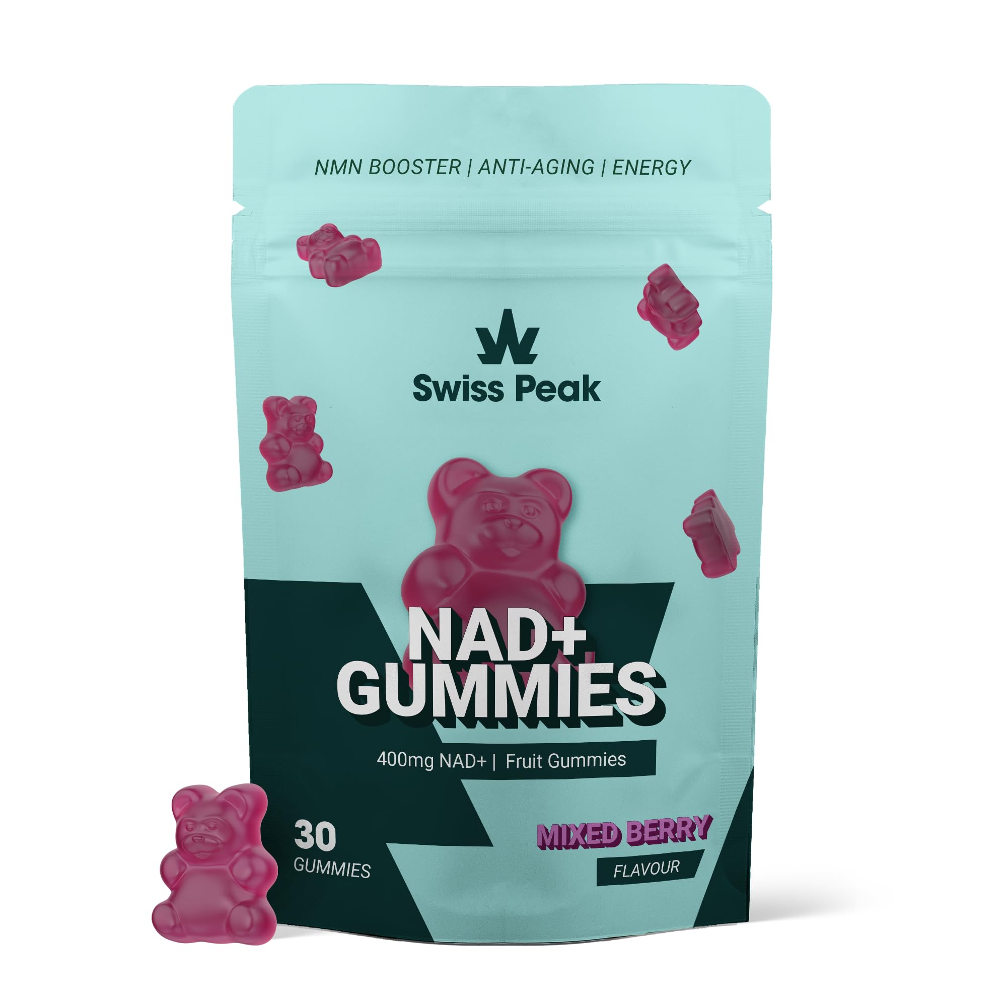 Swiss Peak NMN, NAD+ Vegan Gummies, Mixed Berry, 400mg per Gummy, 30 Count, Third-Party Lab-Tested, Maximum Strength, UK-Made | Anti-Aging, Cellular Repair, Energy Metabolism Booster