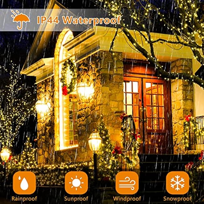 Voolex Christmas Lights 204FT 600 LED 2 Color Changing Christmas String Lights Multicolor or Warm White Dimmable 11 Modes with Remote Control Timer for Indoor Outdoor Christmas Tree,Patio