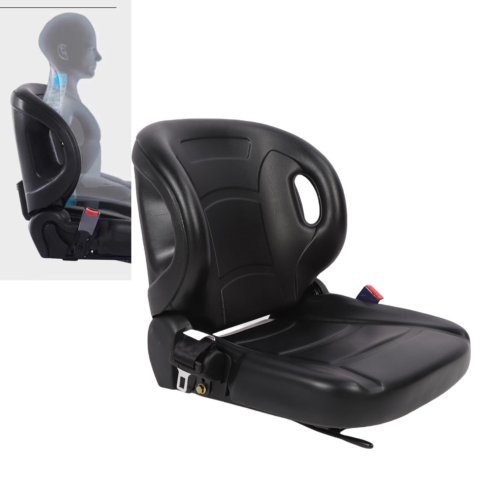 Asiento de Carretilla Elevadora Universal, Asiento del Tractor con Micro Interruptor y Cinturón de Seguridad, Asiento del Cortacésped de PVC para el Mercado de la Carretilla