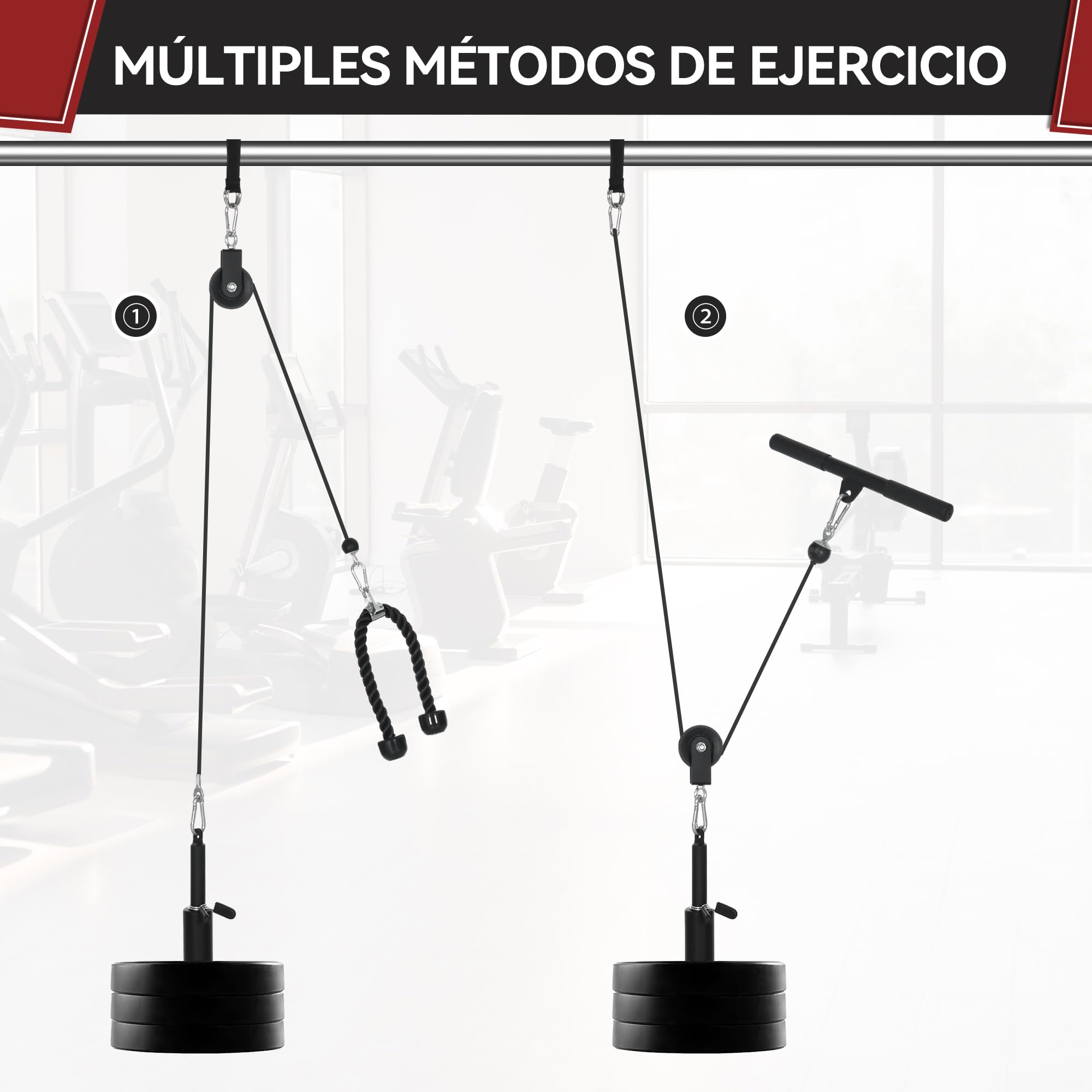 SPORTNOW Poleas Gimnasio para Casa Sistema de Polea de Cable de Peso | para Gimnasio, Tracción LAT, Rizo de Bíceps, Tríceps, Entrenamiento de Brazo, Hombros y Espalda